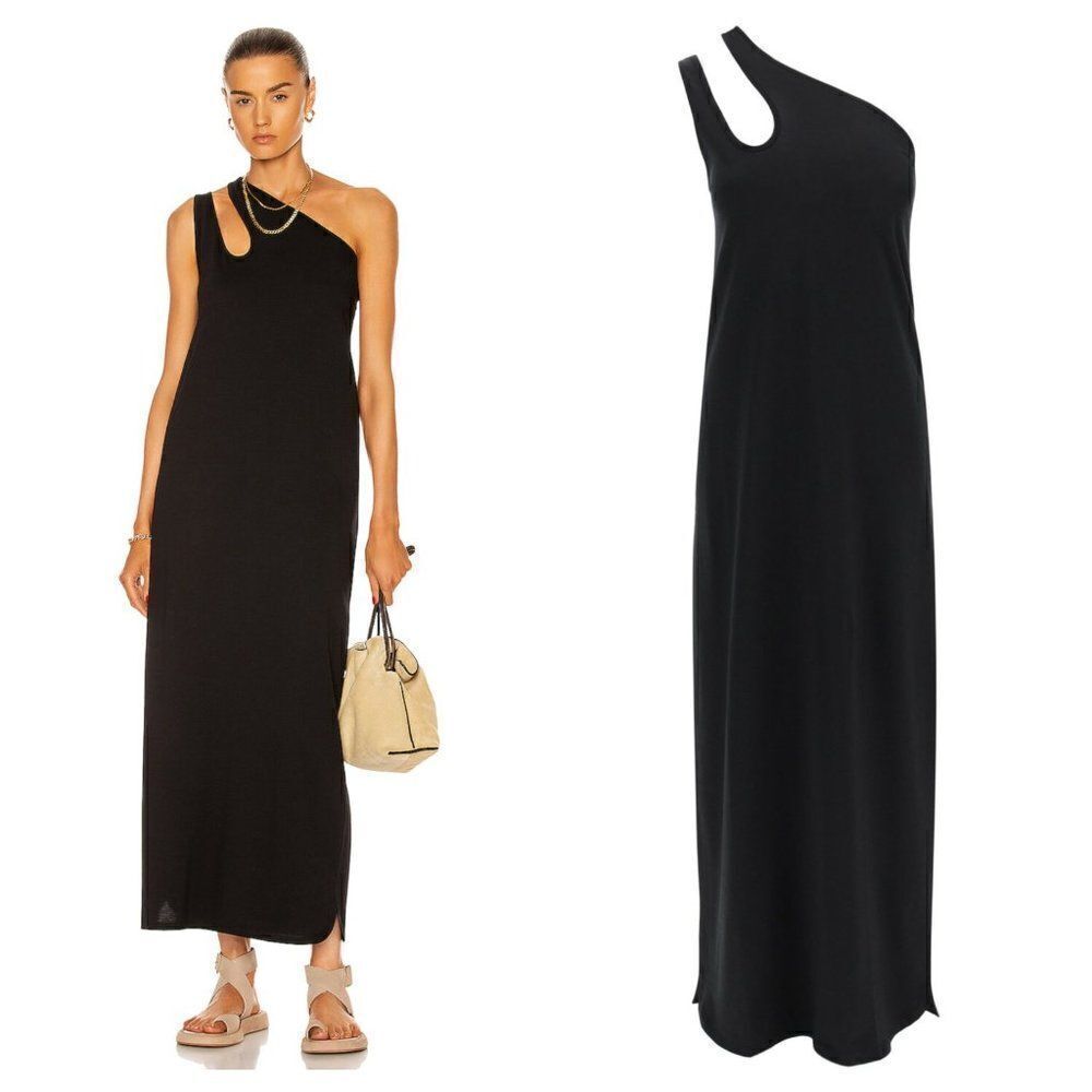 NEW Loulou Studio Agitti Maxi Dress Asymmetric Single Shoulder Black Women's XS